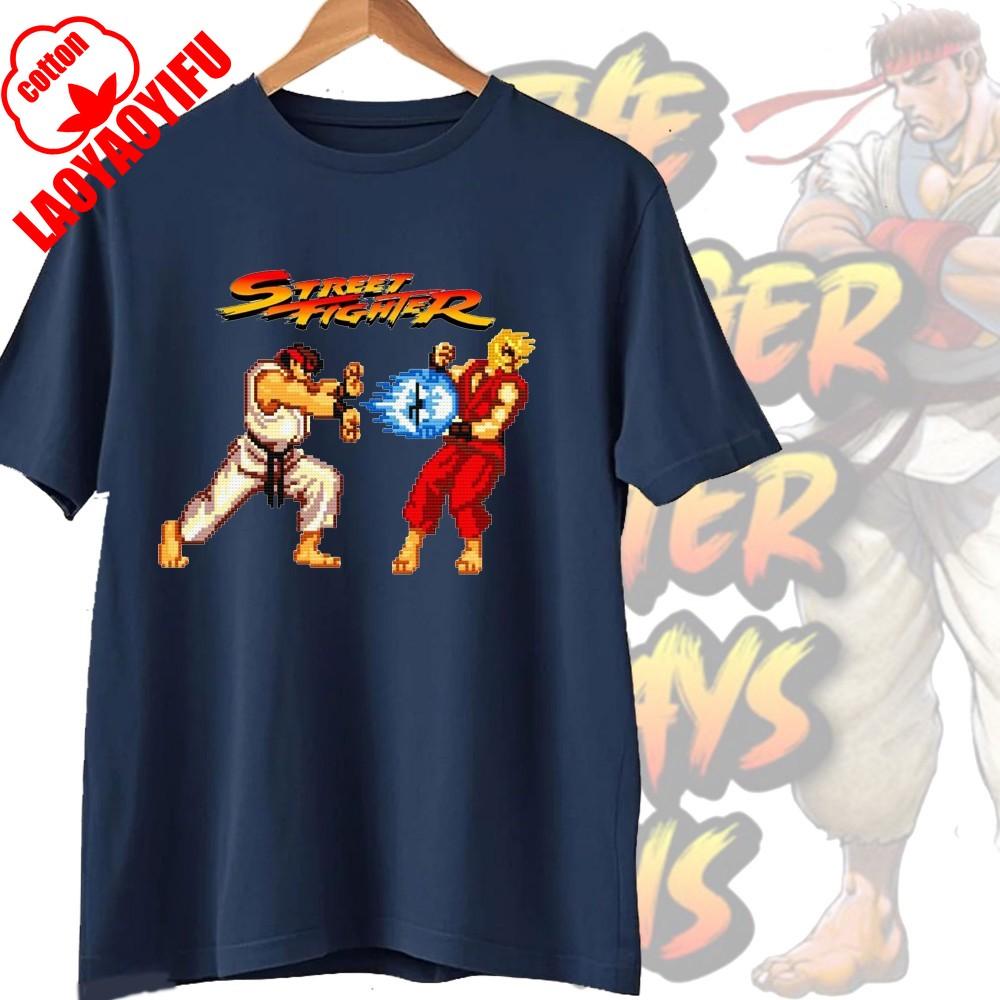 Street Fighter Chun-Li Ryu Принтованные Y2K Новые Парные Хлопковые Футболки Мужские Женские Уличная Одежда Повседневный Харадзюку Ретро Унисекс Футболка Топ