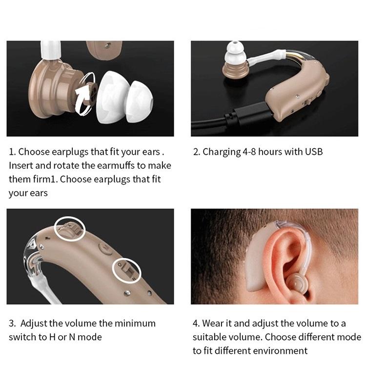 НОВЫЙ цифровой слуховой аппарат, USB перезаряжаемый усилитель звука, аудиофон для глухих, за ухом, цифровой слуховой аппарат для глухих и пожилых людей