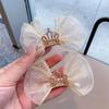 Kawaii Sweet Children Hairpin Crown Bow Mermaid Colored Mesh Princess Girl Headwear New Year Gifts Dress Up Props Kids Headwear