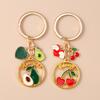Fashion Enamel Avocado Cherry Keychain Fruit Key Ring Pendants for Women Girls Handbag Decor DIY Key Chain Jewelry Gifts