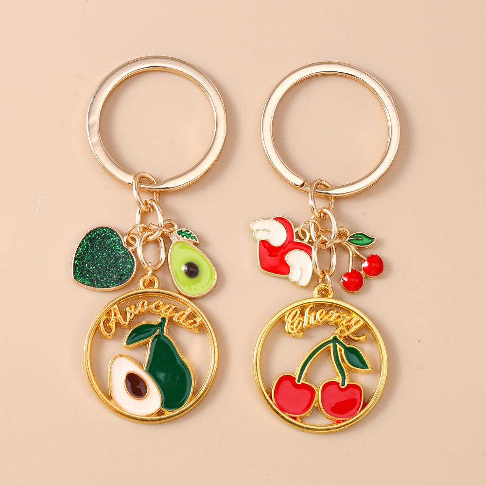 Fashion Enamel Avocado Cherry Keychain Fruit Key Ring Pendants for Women Girls Handbag Decor DIY Key Chain Jewelry Gifts