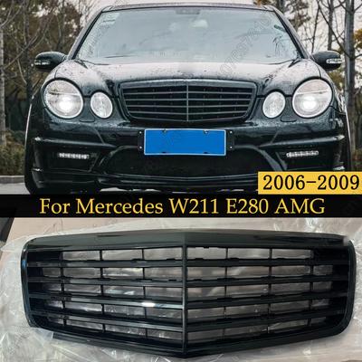 Решетка переднего бампера для Mercedes W211 E-Class E280 E320 E350 E400 E500 AMG Saloon 2006-2009 Racing Grill Tuning Body Kits