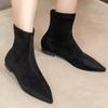 Fashion Shoes for Women 2024 Autumn Winter Fashion Pointed Toe Women's Ankle Boots Comfortable Low Heel Black Suede Boot Plus Size 42