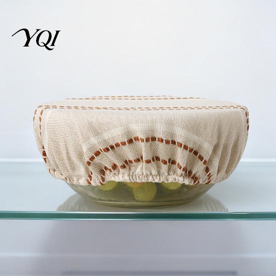 Breathable Fabric Covers for Fermented Dough Sourdough Jars Covers, Reusable Elastic Linen Bowl Retro Striped Zero Waste Plastic Wrap Alternatives