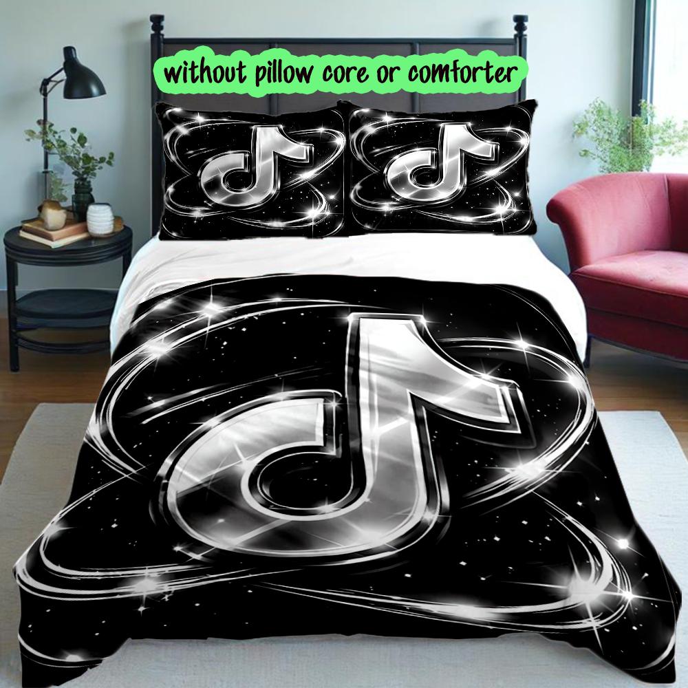 3pcs Duvet Cover Set, Neon Music Note Bedding Set, Machine Washable, Breathable Fabric, All-Season Cozy Bedroom Accessory