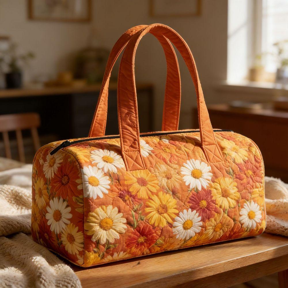 Quilted Duffel Tote Bag Travel Handbag Fitness Beach Bag Bohemian Floral Print Casual Vacation Camping Mixed Color Cruise Aesthetic Weekender