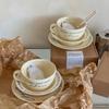 Корейская Винтажная Французская Кремовая Кофейная Чашка Тарелка Чашка для Завтрака Керамическая Обеденная Тарелка Керамическая Тарелка Набор Посуды