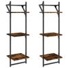 VidaXL 3-Tier Wall Shelves with Bars 2 Pcs Smoked Oak 836260