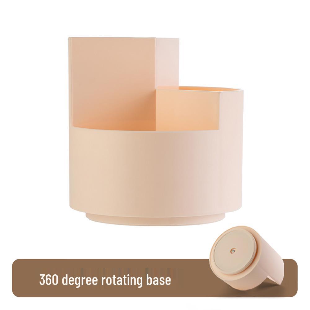 Three-Grid Rotating Pen & Makeup Brush Holder - Large Capacity, Multifunctional Japanese Office & Education Storage Box