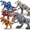 Jurassic Park Dinosaur World Large Mechanical Tyrannosaurus Rex Building Blocks T-rex Model With Lights Bricks Toys For Boy Gift
