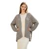 Womens Loose Knit Cardigan With Beaded Embellishment Hollow Twist Design Fall Casual Sweater