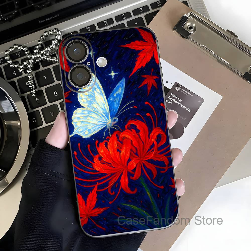 Гуль Алый Паук Лилия Токио Для iPhone 17,16,15,14,13,12,11,Pro,Max,Plus Магнитная Беспроводная Зарядка Прозрачный серый Чехол для Телефона