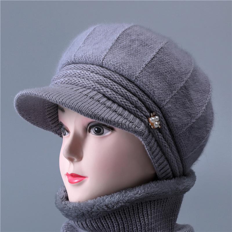 Winter hat female rabbit wool hat fleece thermal hat knitted hat