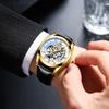 Новые роскошные мужские часы с коробкой, автоматические мужские кожаные ремешки, полые водонепроницаемые мужские механические часы