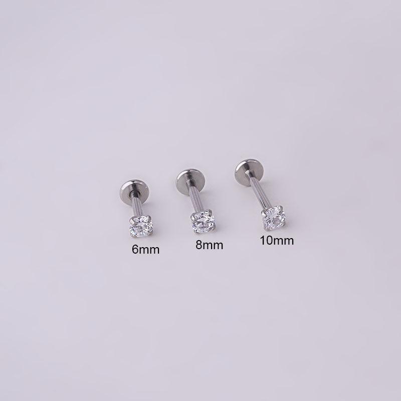 2PCS Stainless Steel Piercing Tragus Stud Crystal Labret Small Ear Studs Helix Cartilage Earring for Women Piercing Body Jewelry