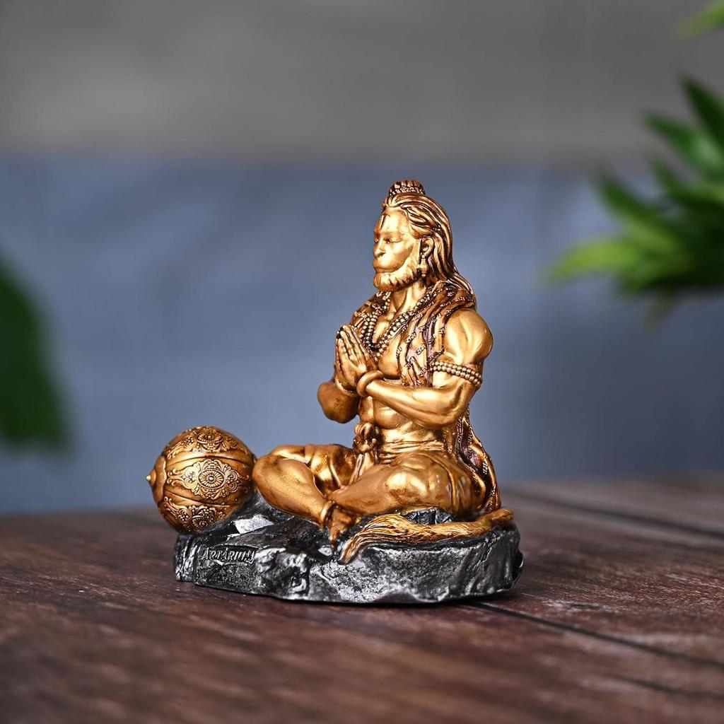 Смоляная статуэтка Ханумана Махабали Хануман Баджрангали Санкат Мочан Баладжи Статуэтка Бахубали Хануман Баджрангали со своей палицей (гадой) для приборной панели автомобиля