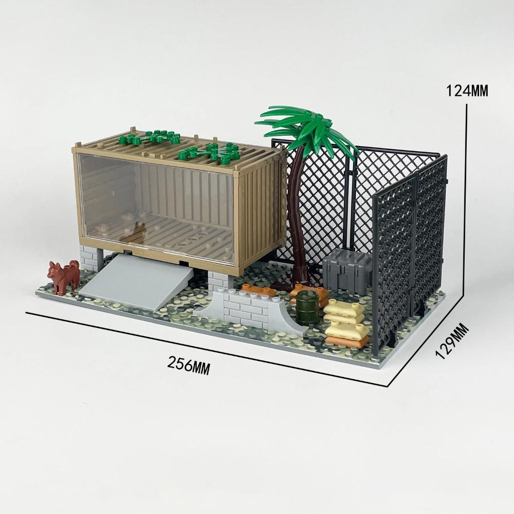 Военный MOC времен Второй мировой войны Пост часового Послевоенная сцена Песочный мешок Строительный блок Солдат Смотровая вышка Игрушка