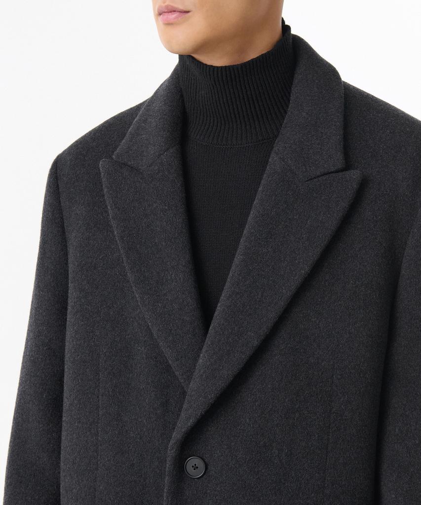 Musinsa Standard Cashmere Blend Daddy Shoulder Peaked Single Long Coat [Charcoal Grey]
