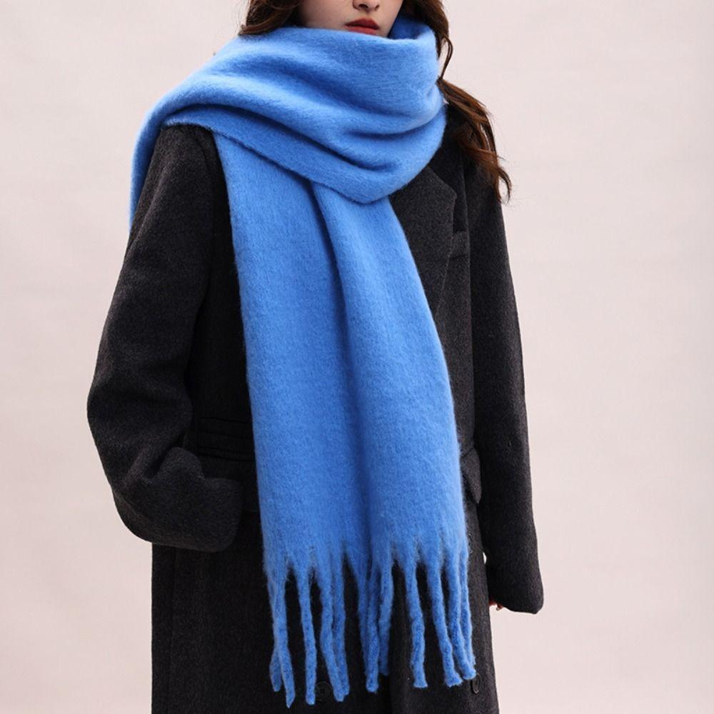 Mohair Winter Wool Scarf Plush Long Shawl Retro Winter Cashmere Scarves Girl