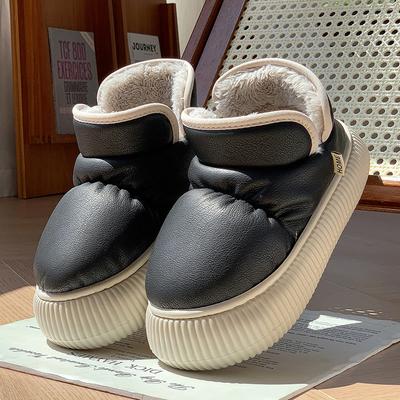 Новые высококачественные водонепроницаемые ПУ универсальные хлопковые туфли зимний бархат теплые толстая подошва увеличивающие рост нескользящие всесторонние каблуки