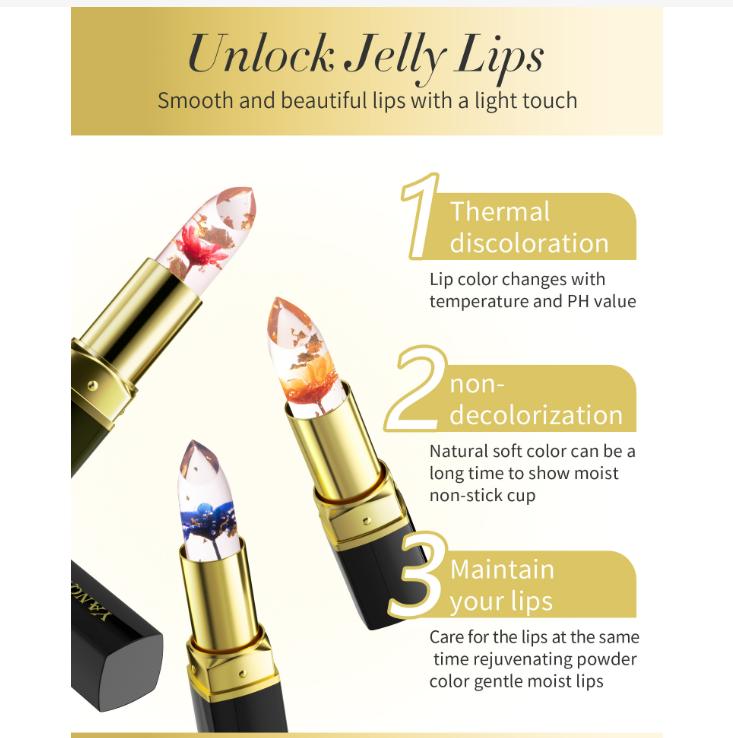 Waterproof Lipgloss Flower Lipstick Temperature Change Color Jelly Lipstick Moisturizer