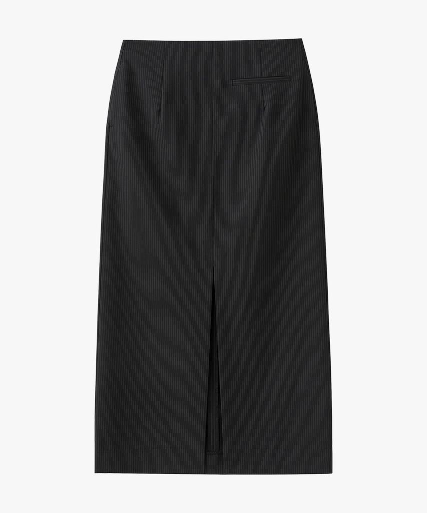 Suare Woman Front Slit Maxi Skirt Black