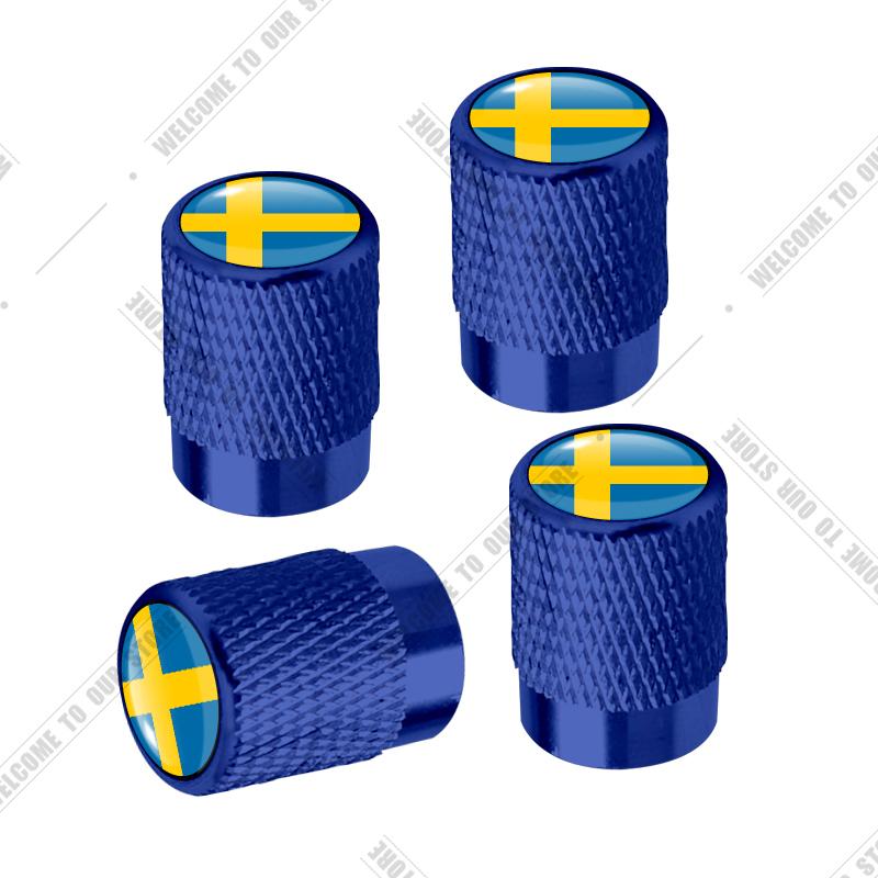 Car CNC Aluminum R Design Sweden Flag Emblem For Volvo XC40 V90 S60 S80 S90 XC60 XC90 4pcs Tire Valve Air Port Stem Cover Caps