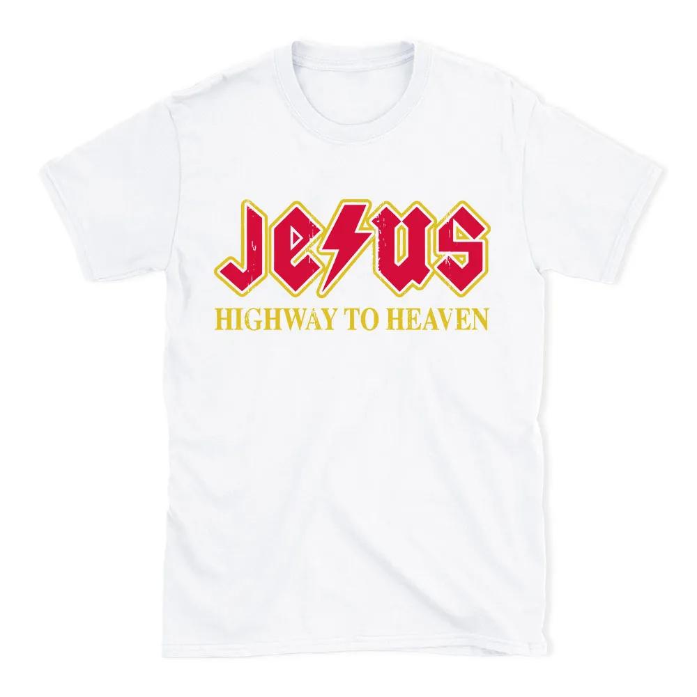 Summer 2026 New Jesus Road To Heaven Unisexs Tshirt Fashion Hot Sale Circle Neck Unisexs and Womens Same Print Tshirt