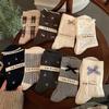 Female Autumn Fashion New Style Bow In The Tube Pile Pile Cotton Socks