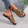 2024 Summer New Models, Breathable Printing Color Matching Roman Style Sandals Women's European and American Style Flat-bottomed Cool Slippers