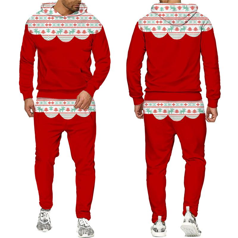 Толстовка с 3D принтом оленя и рождественским принтом/комплект, модный спортивный костюм для пар, спортивная одежда, забавная новогодняя праздничная одежда