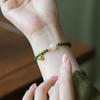 Новый браслет в китайском стиле с бусинами из семян лотоса, шпинатово-зелеными стеклянными бусинами, одинарный круг