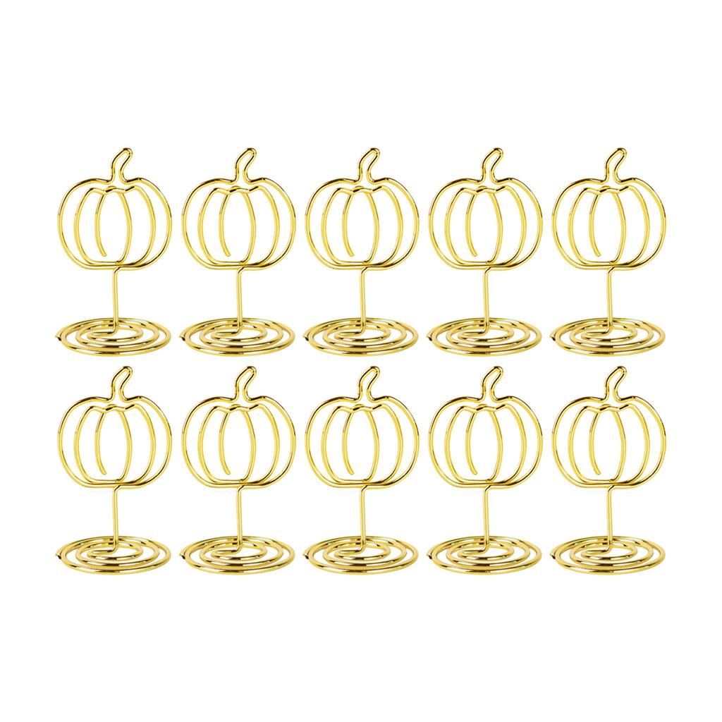 10Pcs Pumpkin Shape Metal Note Holder Table Number Stand Picture Holders For Thanksgiving Fall Harvest Party Decoration