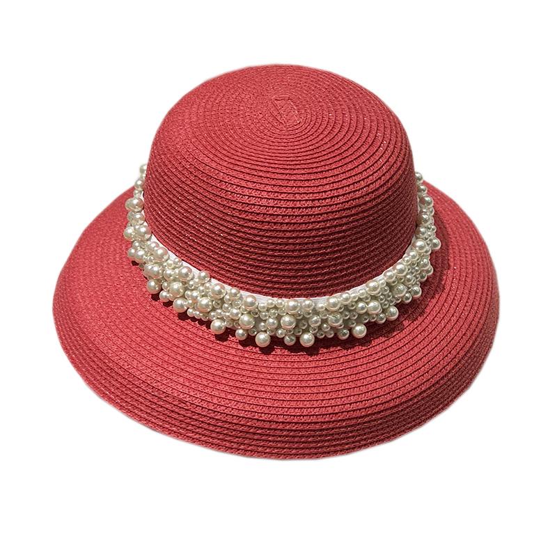 Ретро женская соломенная шляпа с широкими полями и жемчугом, с черным экраном для защиты лица, для летнего пляжного отдыха