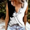Women Tanks Sexy V Neck Sleeveless Summer Tops Vest 3D Beautiful Flower Print Cool Lightweight Tops