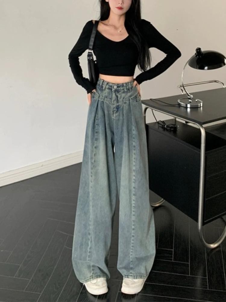 High Street 90s Y2k Винтажные свободные джинсы Женские Эстетические Ретро Уличная одежда Мешковатые джинсовые брюки Harajuku Корейские повседневные широкие брюки