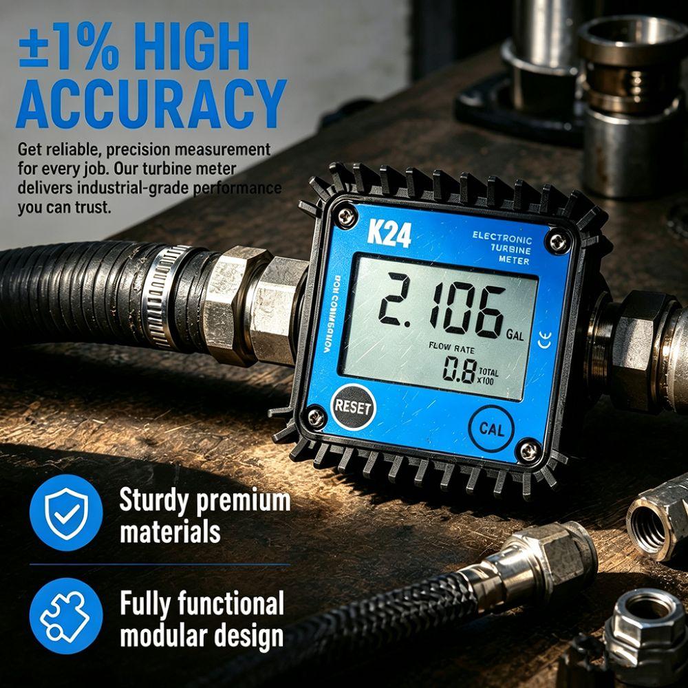 High Accuracy Digital Flow Meter Plastic External Thread High Precision Flowmeter Diesel Measuring