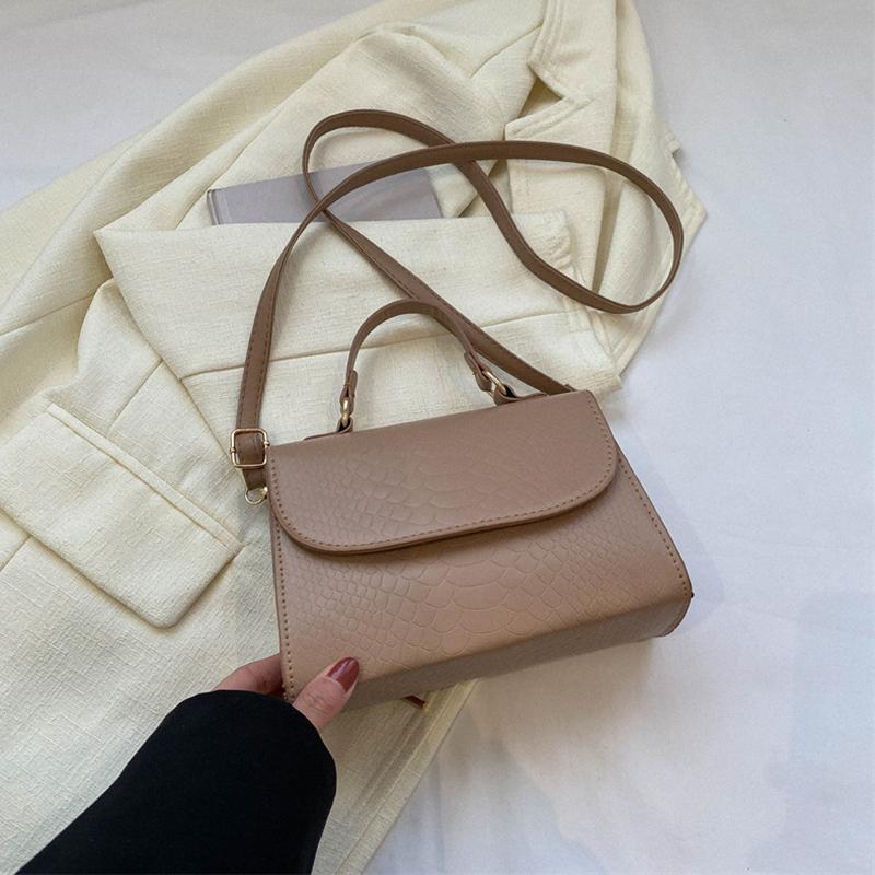 Сплошная цветная сумка через плечо с крокодиловым узором, повседневная сумка для женщин, модная сумка на плечо в корейском стиле, маленькая квадратная сумка