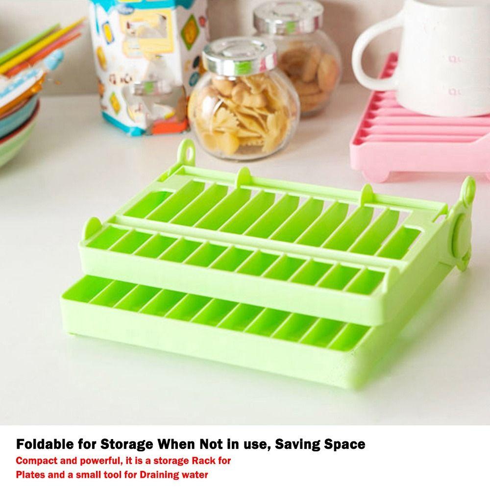 Foldable Design Dish Drying Rack Plastic Material Kitchen Drainer Plate Organizer  Plate Storage