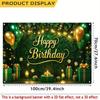 2D Greenery Gold Birthday Backdrop Elegant Green Wall Background for Birthday Party