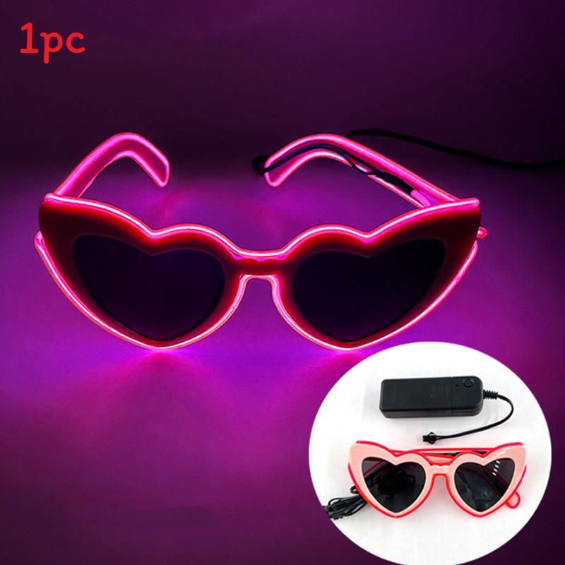 Led Heart Shaped Sunglasses For Women Men Party Fashion Decoratives Midnight Pink Frame