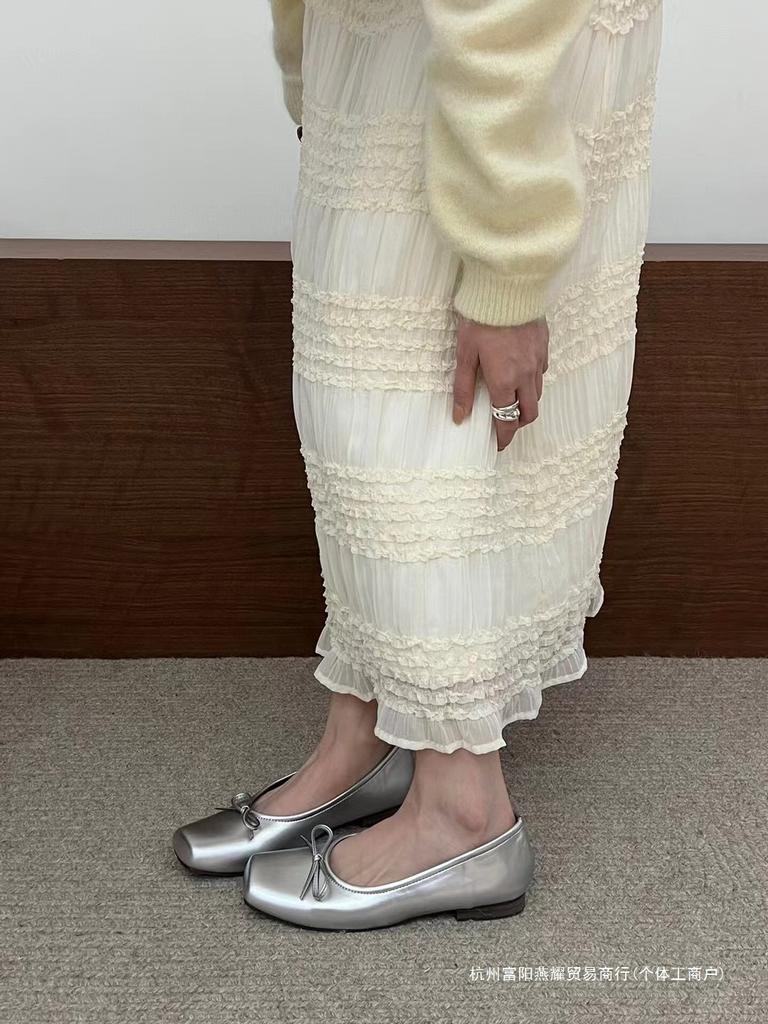 Туфли DUXI Duxi Silver Mary Jane с бантом из мягкой кожи с мягкой подошвой. Туфли бабушки с одной педалью. Повседневные туфли на плоской подошве для женщин.