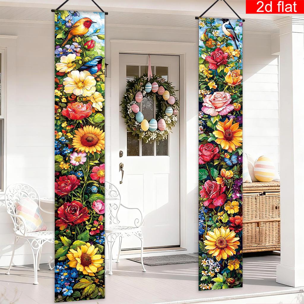 2pcs Banner Easter Polyester Porch Decoration