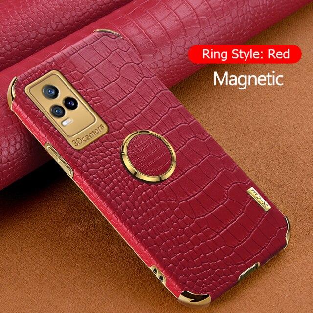 Силиконовый чехол-подставка с 6D покрытием для VIVO Y21 Y33S Y31 Y51 2020 Y73 4G Y72 Y52S Y31S Y73S 5G Y70 Y12S Y70S Y50 Y19, чехол для телефона с текстурой крокодиловой кожи