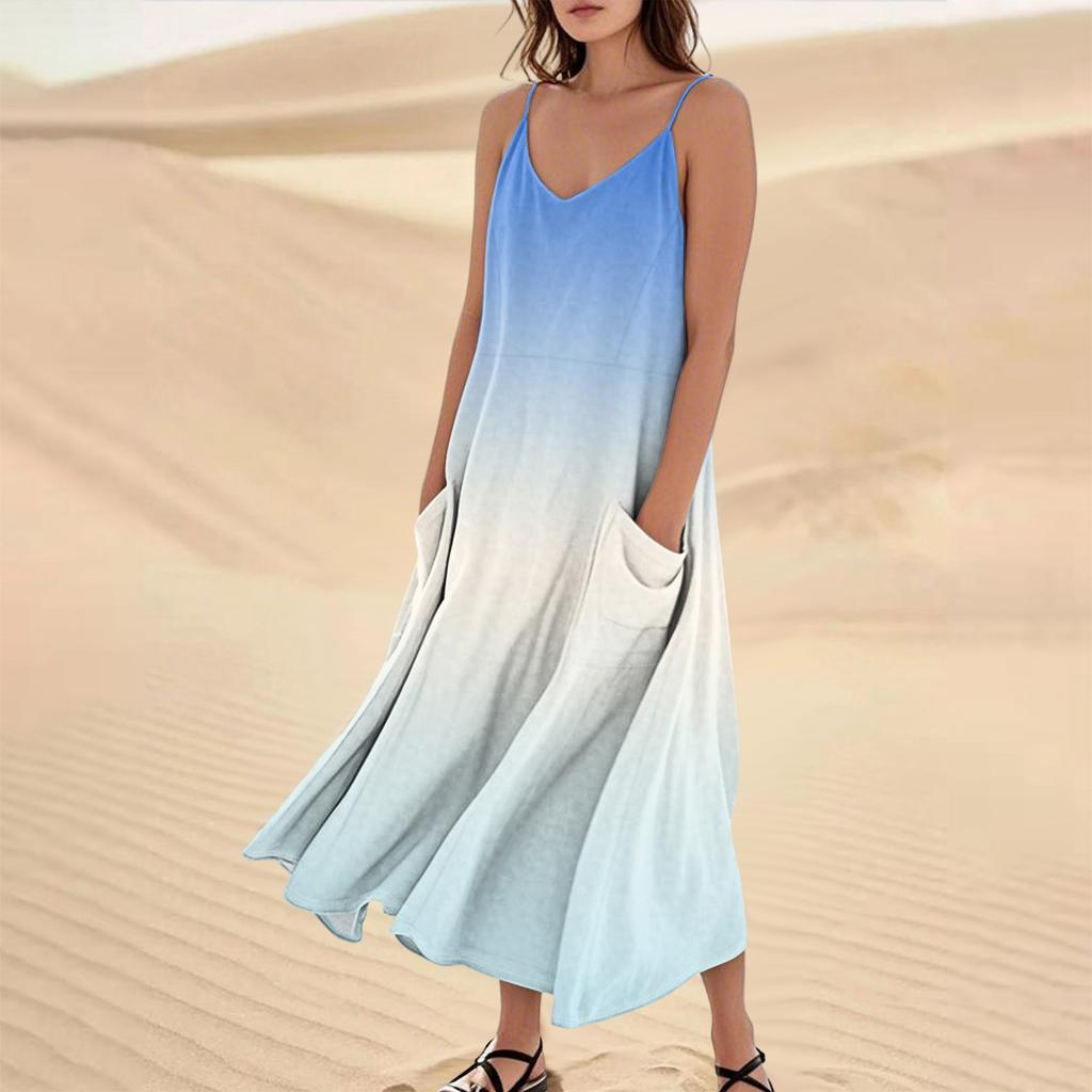 Женское летнее платье, повседневные свободные длинные пляжные платья для отдыха