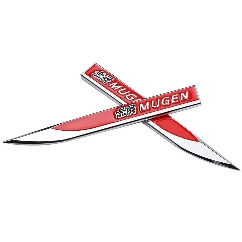 FIQ1 2pcs x Metal Mugen Logo Side Fender Emblem Badge Car Body Sticker Decal for Honda Civic City Jazz Accord Crv Fit Insight