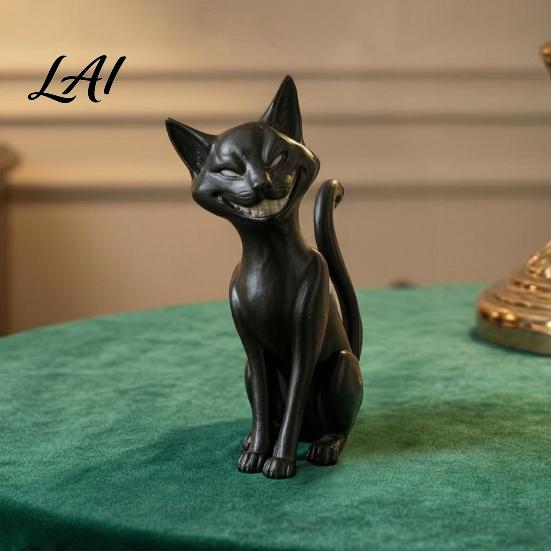 Статуэтка Фантастического Существа 3D Печать Фигурка Черной Кошки Готический Стиль Злобное Настольное Украшение Подарок для Влюбленных Темная Сидящая Хэллоуин Домашний Настольный Декор