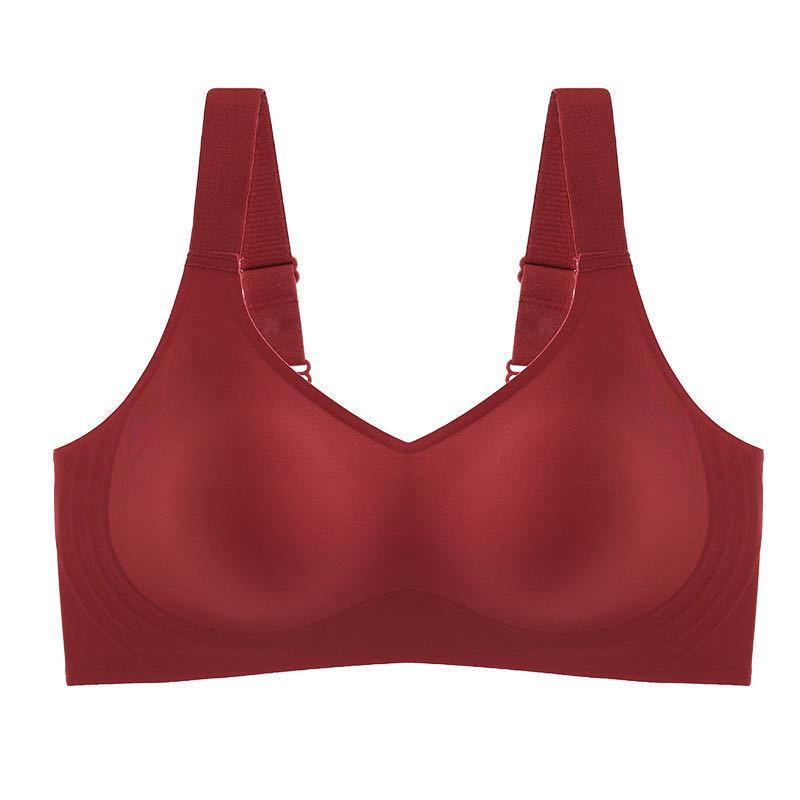 Traceless underwear women's D jelly strip soft support gathering bra closed breasts upper support thin large chest small bra