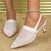 New Summer Mesh Hollow Roman Pointed Toe Color Matching Sandals Women's Stiletto Baotou Banquet High Heels Designer Sandals