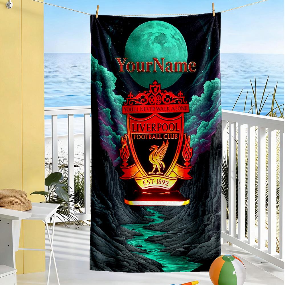 Liverpool Customized Name Beach Towel Super Soft & Absorbent Ideal for Travel Outdoor Swim Pool Yoga Surf Camping Hiking Gym Gift Holiday